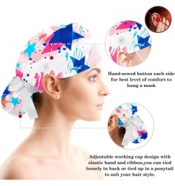 Working Cap with Hair Scrunchy, Ponytail Holder Scrub Hat, 1 Pack, Abstract Pattern Star Seamless $10.66 Skullies & Beanies