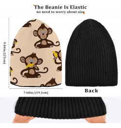 Monkey Banana Cuffed Beanie Hats Reversible Skull Cap Winter Kint Fisherman Beanies for Cold Weather Multicolor $9.90 Skullie...