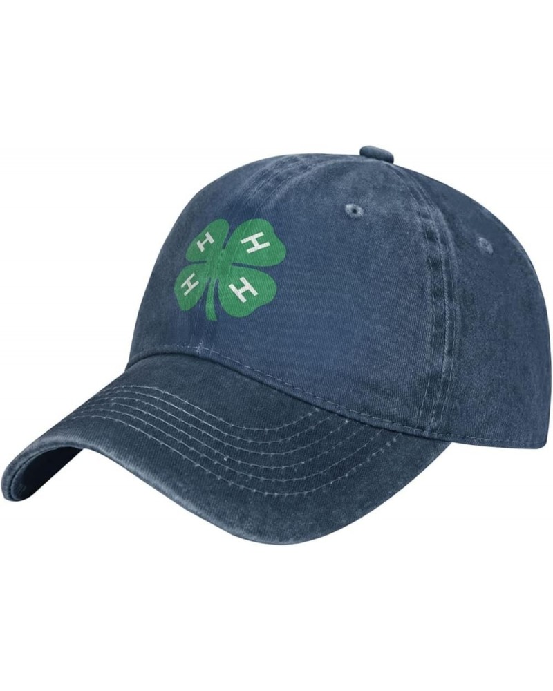 4-H Clover Baseball Cowboy Hat Adjustable Trucker Hat Navy Blue $14.60 Baseball Caps