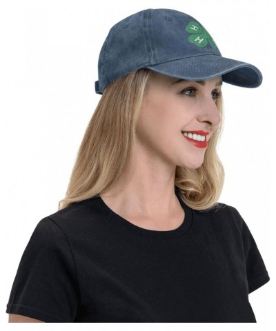 4-H Clover Baseball Cowboy Hat Adjustable Trucker Hat Navy Blue $14.60 Baseball Caps