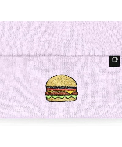 Embroidered Cheeseburger Beanie Cap Cuffed Knit Hat Men Women Lavender $10.23 Skullies & Beanies