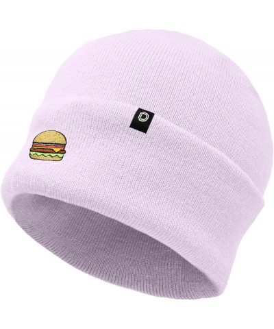 Embroidered Cheeseburger Beanie Cap Cuffed Knit Hat Men Women Lavender $10.23 Skullies & Beanies