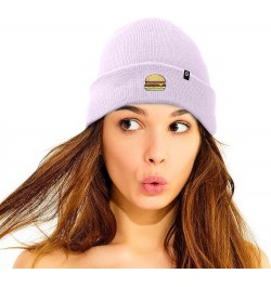 Embroidered Cheeseburger Beanie Cap Cuffed Knit Hat Men Women Lavender $10.23 Skullies & Beanies