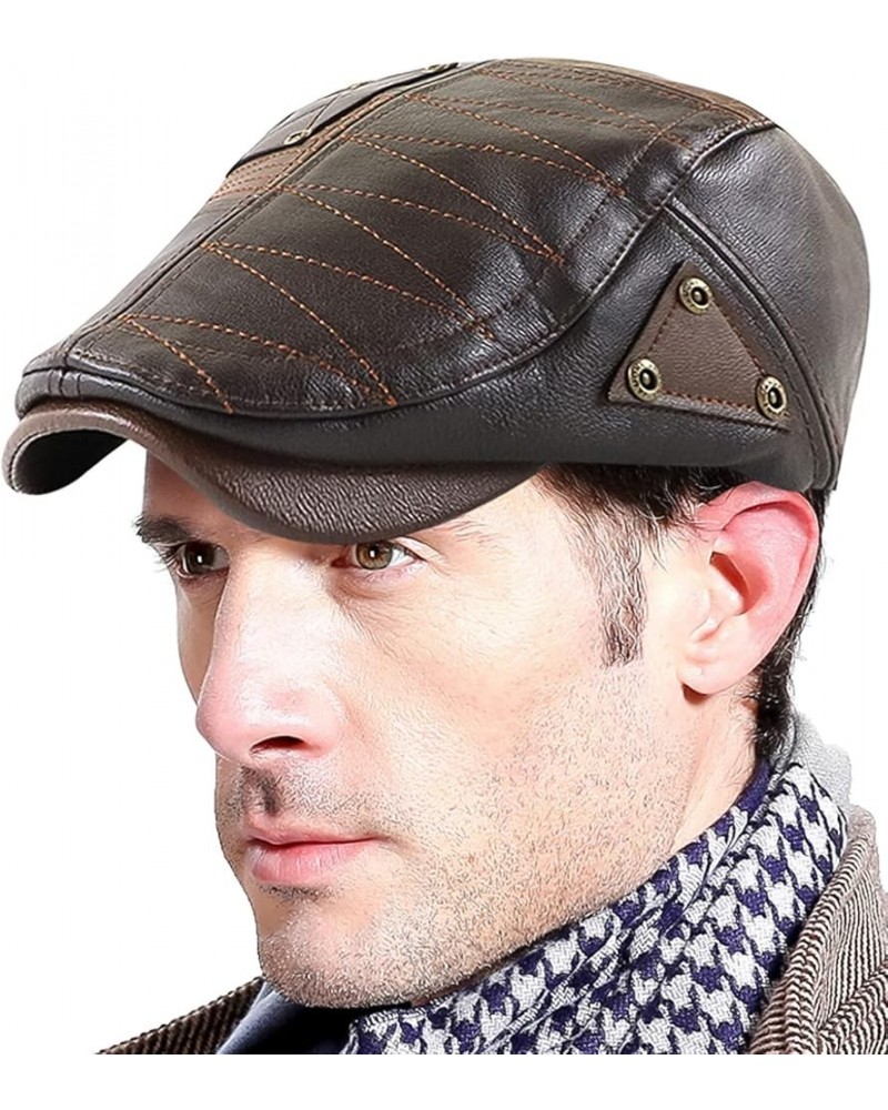 Men's Beret Wool Hat Plaid Ivy Cap Gatsby Newsboy Cap Adjustable Driving Cabbie Winter Lightweight Cap Dark Brown $16.17 News...