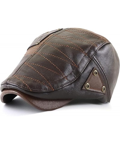 Men's Beret Wool Hat Plaid Ivy Cap Gatsby Newsboy Cap Adjustable Driving Cabbie Winter Lightweight Cap Dark Brown $16.17 News...