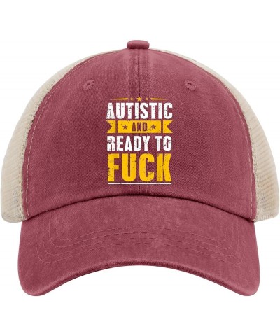 Funny Hats Autistic and Ready to Fuck Hat for Womens Men AllBlack Cowgirl Hats Trucker Hat Cowgirl Hats Deep Rose $10.57 Sun ...