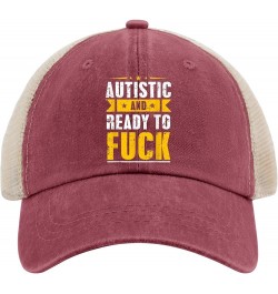 Funny Hats Autistic and Ready to Fuck Hat for Womens Men AllBlack Cowgirl Hats Trucker Hat Cowgirl Hats Deep Rose $10.57 Sun ...