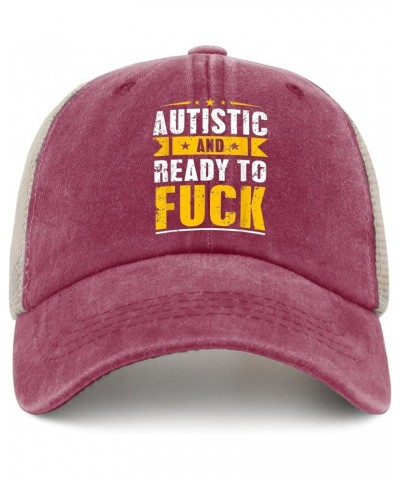 Funny Hats Autistic and Ready to Fuck Hat for Womens Men AllBlack Cowgirl Hats Trucker Hat Cowgirl Hats Deep Rose $10.57 Sun ...