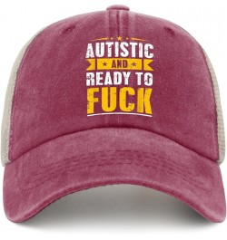 Funny Hats Autistic and Ready to Fuck Hat for Womens Men AllBlack Cowgirl Hats Trucker Hat Cowgirl Hats Deep Rose $10.57 Sun ...