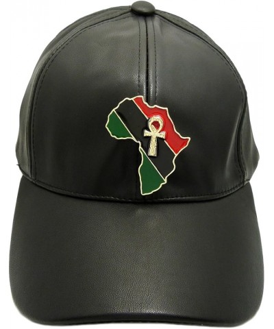 Unisex Faux Leather Baseball Cap w/Nefertiti, Ankh, Gye Nyame, Fist, Eye of Heru in Africa Map Piece Ankh in Africa $13.63 Ba...