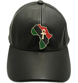 Unisex Faux Leather Baseball Cap w/Nefertiti, Ankh, Gye Nyame, Fist, Eye of Heru in Africa Map Piece Ankh in Africa $13.63 Ba...