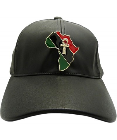 Unisex Faux Leather Baseball Cap w/Nefertiti, Ankh, Gye Nyame, Fist, Eye of Heru in Africa Map Piece Ankh in Africa $13.63 Ba...