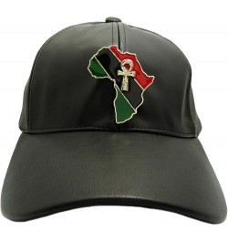 Unisex Faux Leather Baseball Cap w/Nefertiti, Ankh, Gye Nyame, Fist, Eye of Heru in Africa Map Piece Ankh in Africa $13.63 Ba...