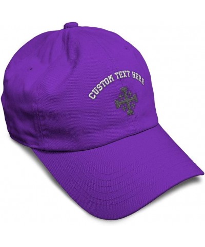 Soft Baseball Cap Jerusalem Cross Crusader A Christian Belief Cotton Symbol Dad Hats for Men & Women Purple Personalized Text...