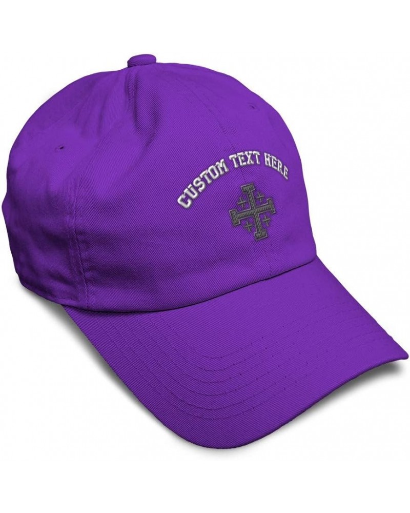 Soft Baseball Cap Jerusalem Cross Crusader A Christian Belief Cotton Symbol Dad Hats for Men & Women Purple Personalized Text...