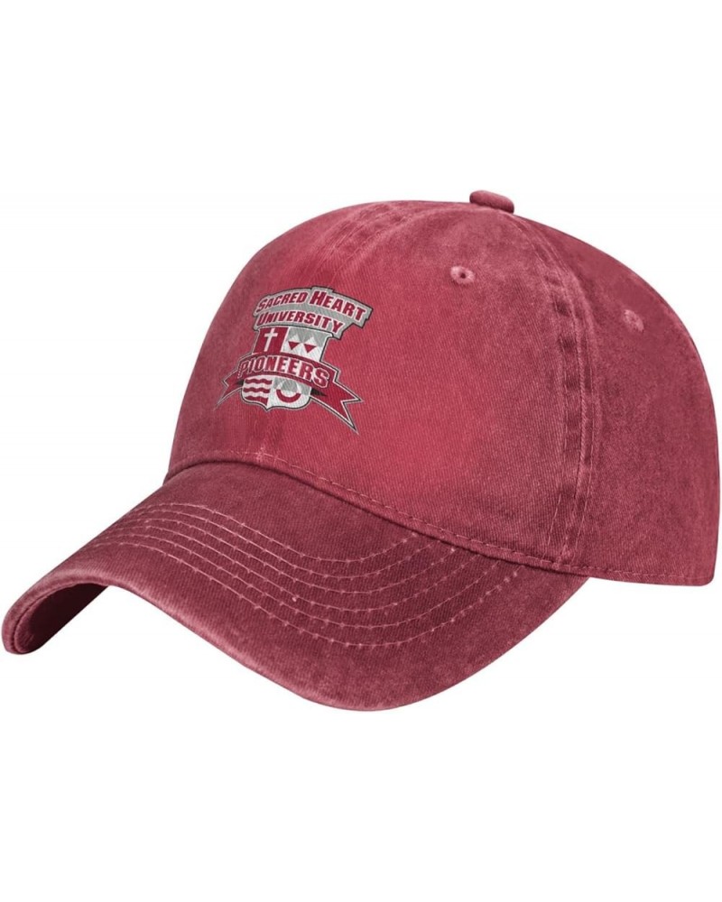 Sacred Heart University Logo Cowboy Hats，Unisex Adjustable for Hat Baseball Cap Casquette Red $10.99 Cowboy Hats