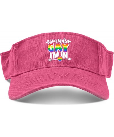 Sounds Gay I'm in Hat Sun Visor for Adult Sun Visors Lightweight Running Hat Pink $9.49 Visors