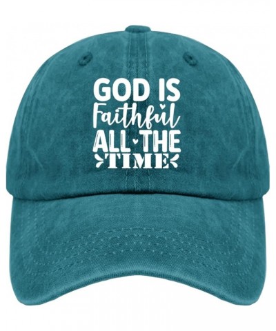 God is Faithful All The Time Cap Men's Hat Pigment Black Mens Baseball Cap Gifts for Grandpa Beach Caps Cyan Blue $10.99 Sun ...