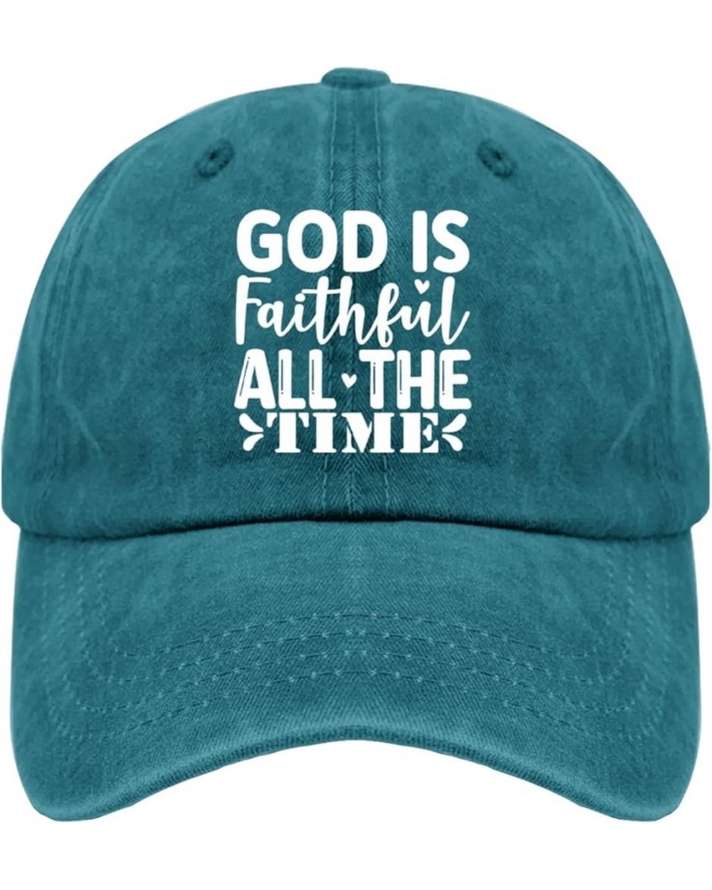 God is Faithful All The Time Cap Men's Hat Pigment Black Mens Baseball Cap Gifts for Grandpa Beach Caps Cyan Blue $10.99 Sun ...