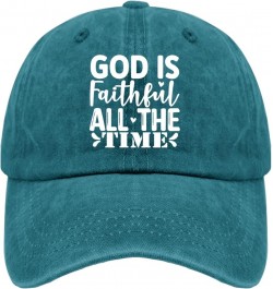 God is Faithful All The Time Cap Men's Hat Pigment Black Mens Baseball Cap Gifts for Grandpa Beach Caps Cyan Blue $10.99 Sun ...