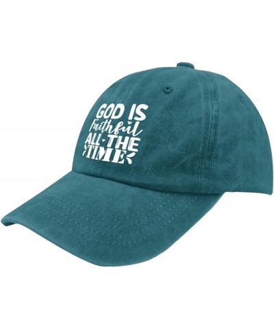 God is Faithful All The Time Cap Men's Hat Pigment Black Mens Baseball Cap Gifts for Grandpa Beach Caps Cyan Blue $10.99 Sun ...