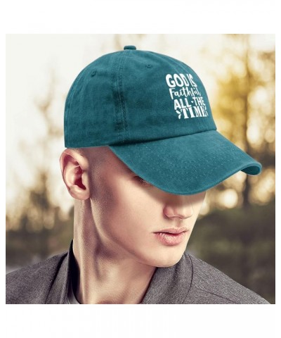 God is Faithful All The Time Cap Men's Hat Pigment Black Mens Baseball Cap Gifts for Grandpa Beach Caps Cyan Blue $10.99 Sun ...