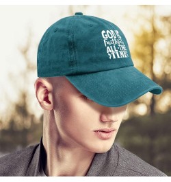 God is Faithful All The Time Cap Men's Hat Pigment Black Mens Baseball Cap Gifts for Grandpa Beach Caps Cyan Blue $10.99 Sun ...