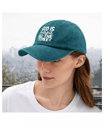 God is Faithful All The Time Cap Men's Hat Pigment Black Mens Baseball Cap Gifts for Grandpa Beach Caps Cyan Blue $10.99 Sun ...