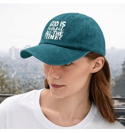 God is Faithful All The Time Cap Men's Hat Pigment Black Mens Baseball Cap Gifts for Grandpa Beach Caps Cyan Blue $10.99 Sun ...