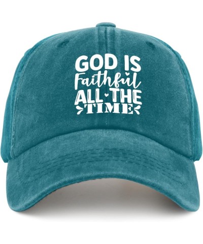 God is Faithful All The Time Cap Men's Hat Pigment Black Mens Baseball Cap Gifts for Grandpa Beach Caps Cyan Blue $10.99 Sun ...