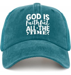 God is Faithful All The Time Cap Men's Hat Pigment Black Mens Baseball Cap Gifts for Grandpa Beach Caps Cyan Blue $10.99 Sun ...