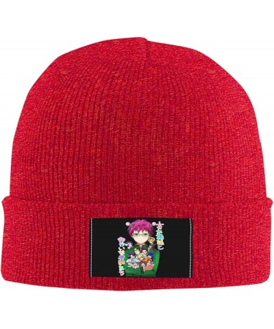 Saiki Kusuo Knit Hat Cap Beanie Warm Knitted Woolen Hats Fashionable Adults Stretch Black Red $11.18 Skullies & Beanies