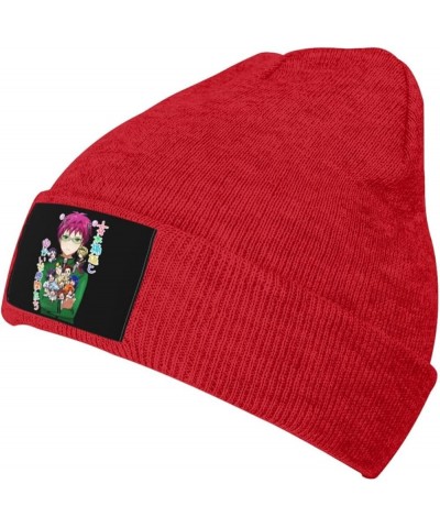 Saiki Kusuo Knit Hat Cap Beanie Warm Knitted Woolen Hats Fashionable Adults Stretch Black Red $11.18 Skullies & Beanies