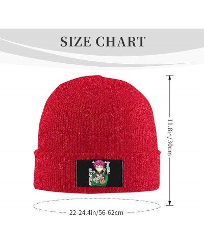 Saiki Kusuo Knit Hat Cap Beanie Warm Knitted Woolen Hats Fashionable Adults Stretch Black Red $11.18 Skullies & Beanies