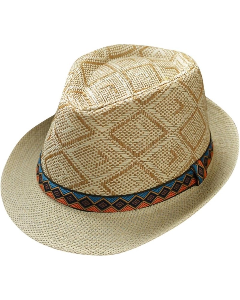 Men and Women Retro Jazz Hat Bohemian Style British Sun Hat Travel Sun Hat Stray Deal Roll up Khaki-5 $10.74 Sun Hats