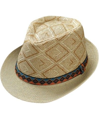 Men and Women Retro Jazz Hat Bohemian Style British Sun Hat Travel Sun Hat Stray Deal Roll up Khaki-5 $10.74 Sun Hats