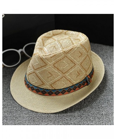 Men and Women Retro Jazz Hat Bohemian Style British Sun Hat Travel Sun Hat Stray Deal Roll up Khaki-5 $10.74 Sun Hats