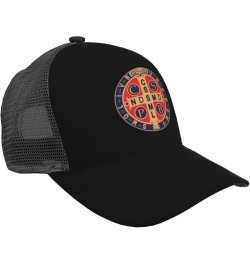 St Benedict Medal Holy Cross Logo Trucker Hat - Mesh Baseball Snapback Cap for Men Or Women Outdoors Black $20.96 Baseball Caps