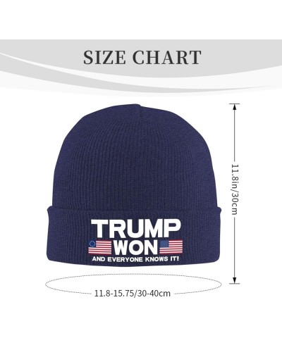 Trump Won and Everyone Knows It Knit Hats Winter Warm Chunky Beanie Hat for Men Women Navy Blue $10.23 Skullies & Beanies