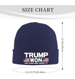 Trump Won and Everyone Knows It Knit Hats Winter Warm Chunky Beanie Hat for Men Women Navy Blue $10.23 Skullies & Beanies