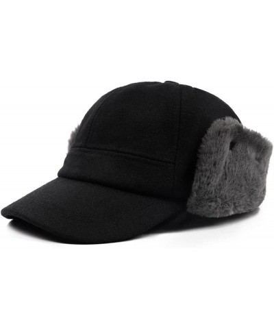 XXL Oversize Fleece Baseball Cap with Earflap,Winter Warm Cap for Big Heads,Large Elastic Trapper Dad Hats Black $10.78 Baseb...