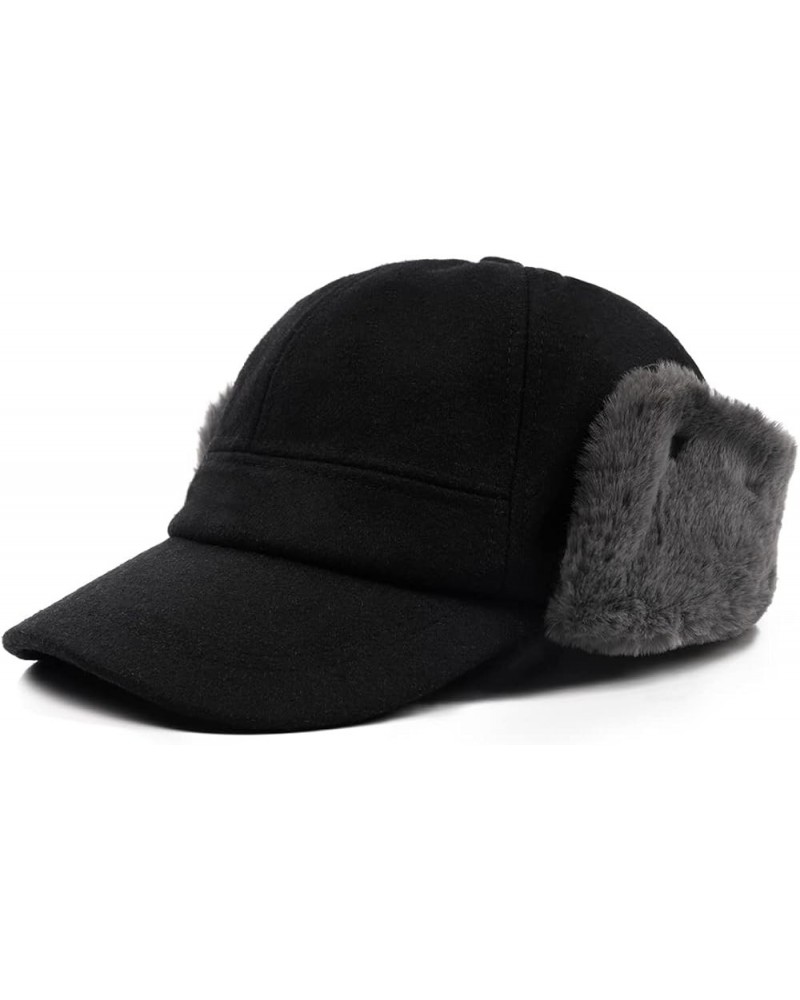 XXL Oversize Fleece Baseball Cap with Earflap,Winter Warm Cap for Big Heads,Large Elastic Trapper Dad Hats Black $10.78 Baseb...