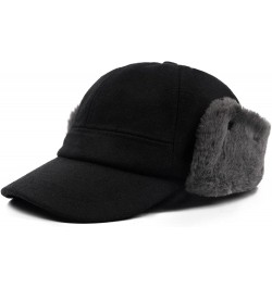 XXL Oversize Fleece Baseball Cap with Earflap,Winter Warm Cap for Big Heads,Large Elastic Trapper Dad Hats Black $10.78 Baseb...