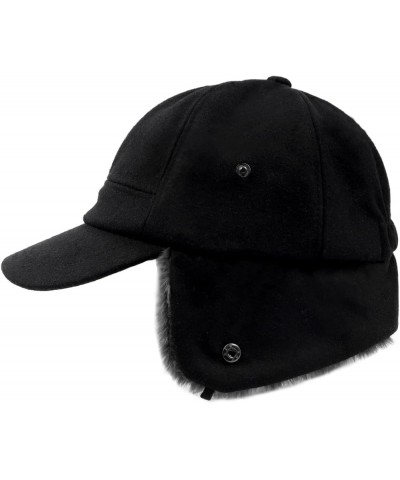 XXL Oversize Fleece Baseball Cap with Earflap,Winter Warm Cap for Big Heads,Large Elastic Trapper Dad Hats Black $10.78 Baseb...