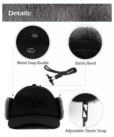 XXL Oversize Fleece Baseball Cap with Earflap,Winter Warm Cap for Big Heads,Large Elastic Trapper Dad Hats Black $10.78 Baseb...