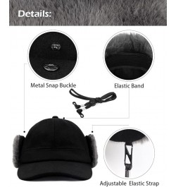 XXL Oversize Fleece Baseball Cap with Earflap,Winter Warm Cap for Big Heads,Large Elastic Trapper Dad Hats Black $10.78 Baseb...