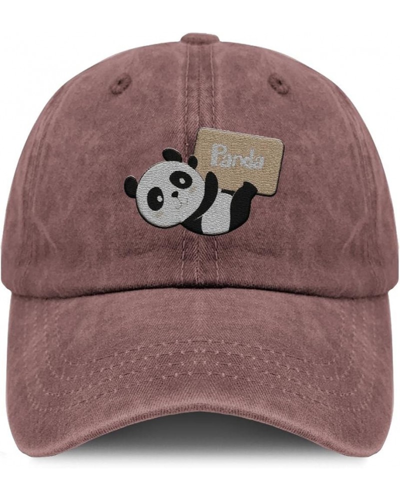 Cowboy Embroidery Ball Cap for Women Cute Animal Panda Funny Cowboy Embroidered Baseball caps Wine $14.98 Baseball Caps