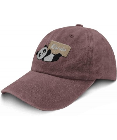 Cowboy Embroidery Ball Cap for Women Cute Animal Panda Funny Cowboy Embroidered Baseball caps Wine $14.98 Baseball Caps