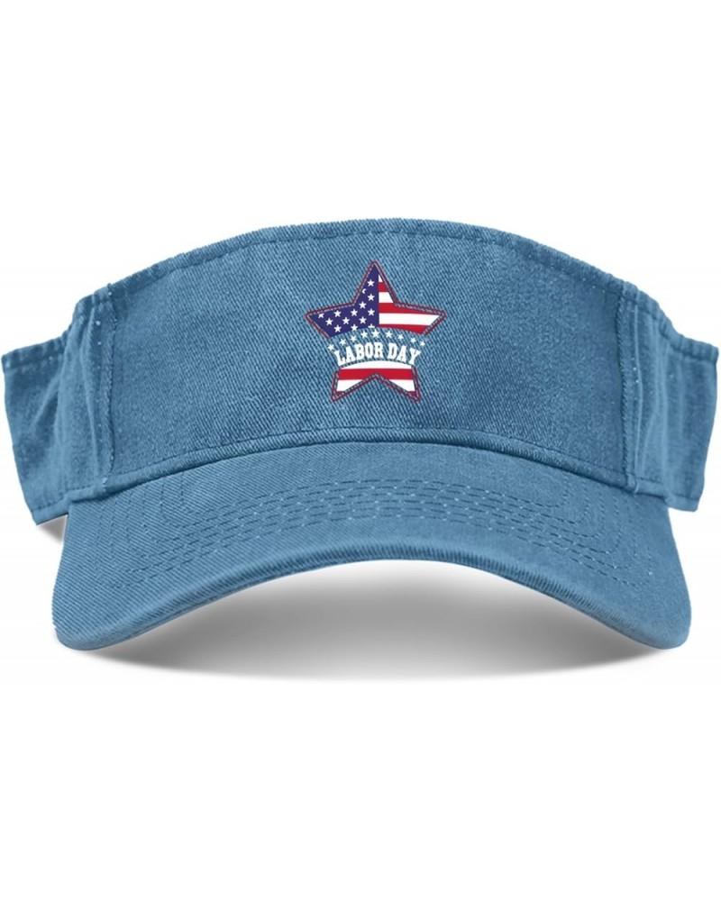 Labor Day Fun Day for Retroings Americans Flags Cap Sun Visor Hats for Men Visors Lightweight Sun Lake Blue $11.78 Visors