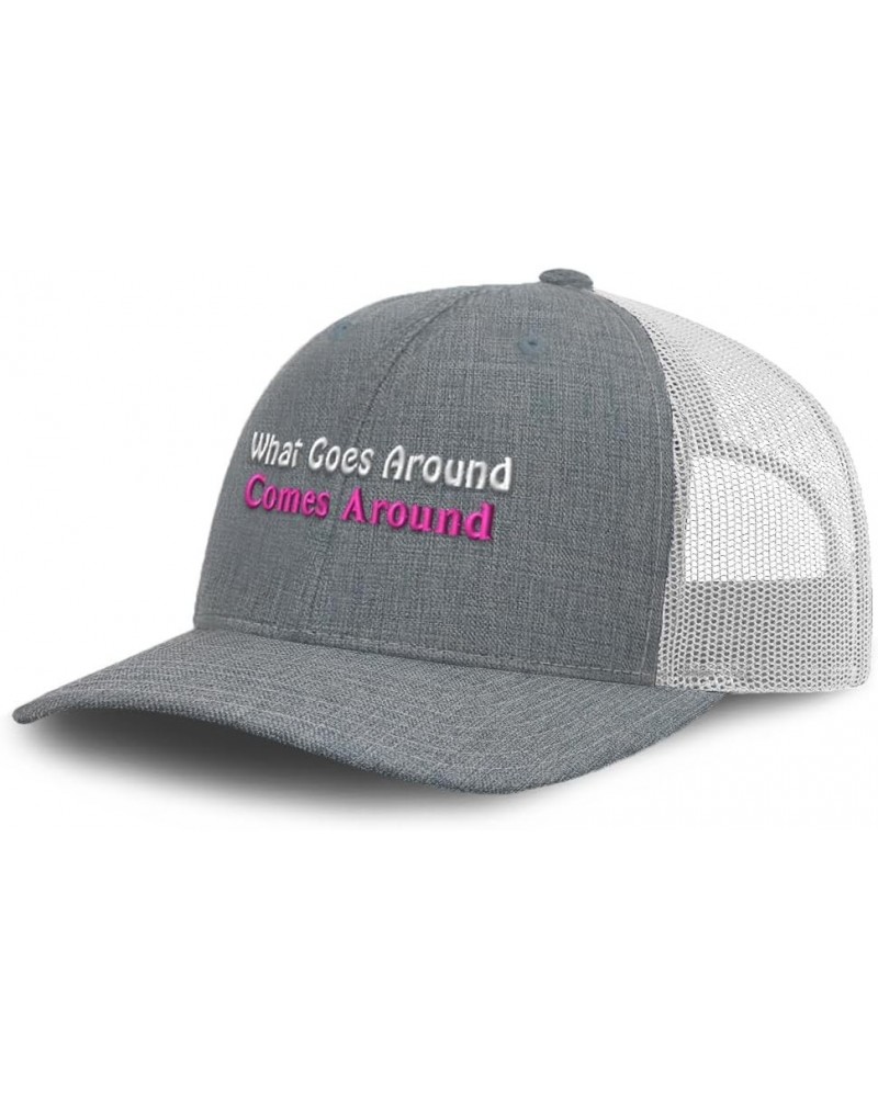 Trucker Hat Baseball Cap What Goes Around Comes Around Cotton Dad Hats for Men & Women Heather Gray White $14.57 Baseball Caps